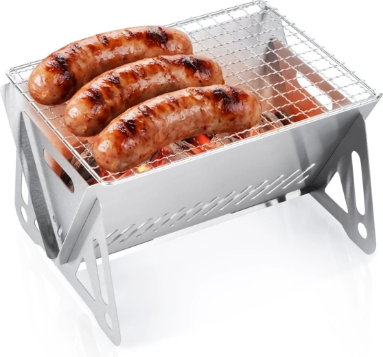Vilde összecsukható rozsdamentes faszenes grill 21 × 16,5 × 12,5 cm