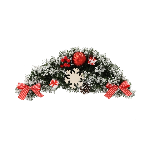 46 cm-es függő karácsonyi dekor fehér–piros színben
