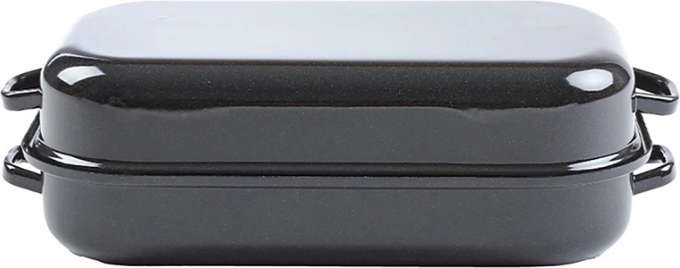 Zománcozott, két részből álló tepsi 25 × 17 cm fedővel