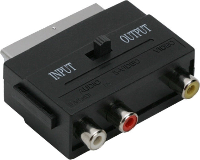 Euro/SCART–3× RCA átalakító kapcsolóval