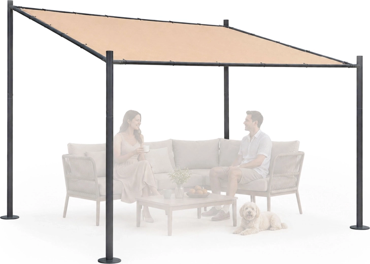 Multigarden kerti pergola 3 × 3 m acélvázzal, bézs