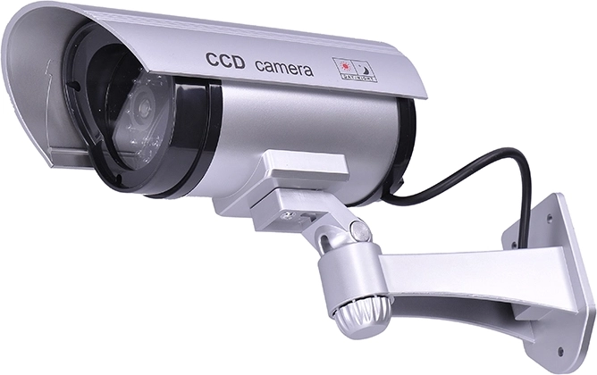 Solight biztonsági kamera makett LED diódával, IP44, ezüst - 1 db