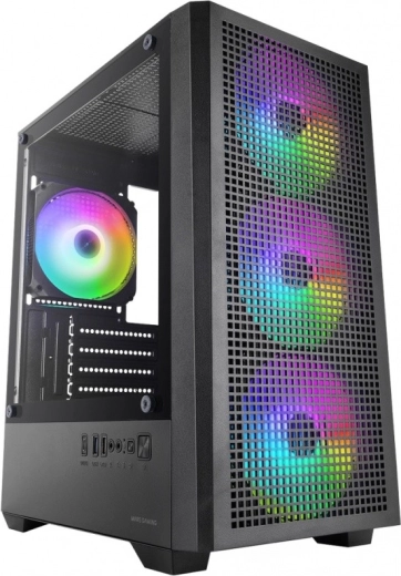 Mars gaming MC-Vector fekete mATX számítógépház 4× ARGB ventilátorral
