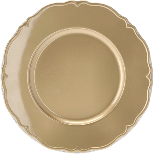 Díszes arany alátét 33 cm domborított peremmel