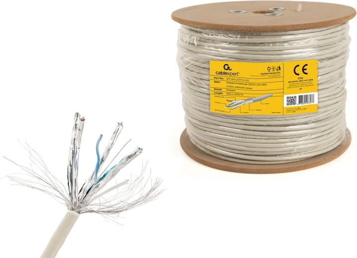 Cablexpert árnyékolt LAN kábel S/FTP Cat 6A LSZH 305 m (tömör ér)