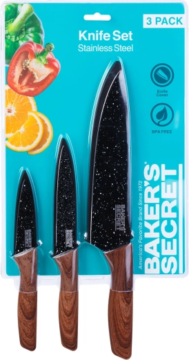 Baker's Secret 3 darabos konyhakéskészlet pengévédőkkel