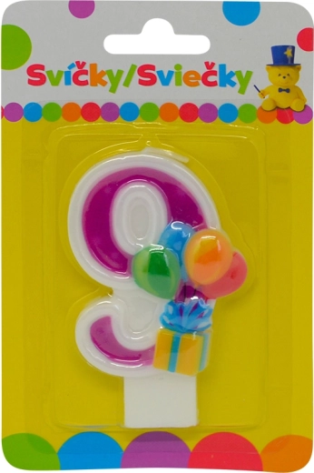 Szülinapi gyertya lufikkal, 9-es szám