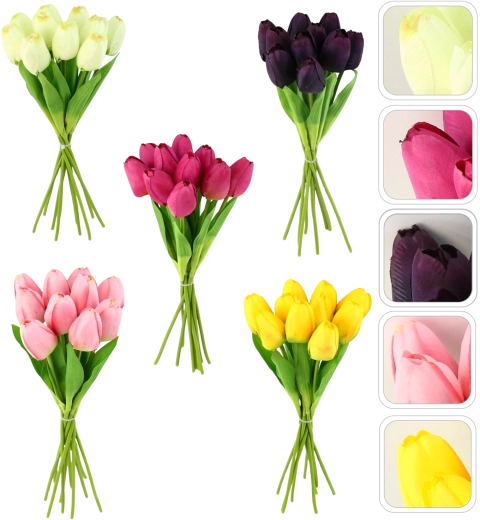 Mű tulipáncsokor 10 db, 30 cm, vegyes színek