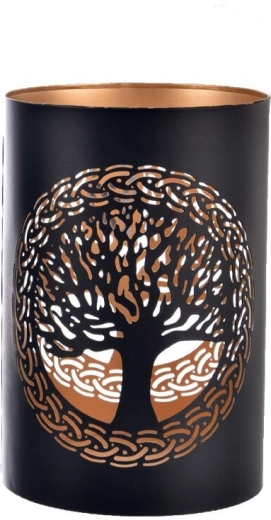 Fém gyertyatartó TREE fekete-arany 18 cm