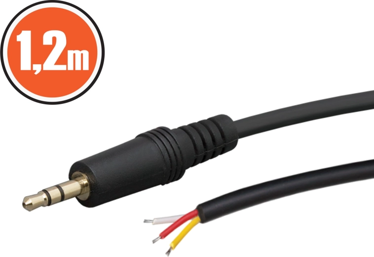 Jack 3,5 mm-es sztereó audiokábel, 1,2 m, fekete