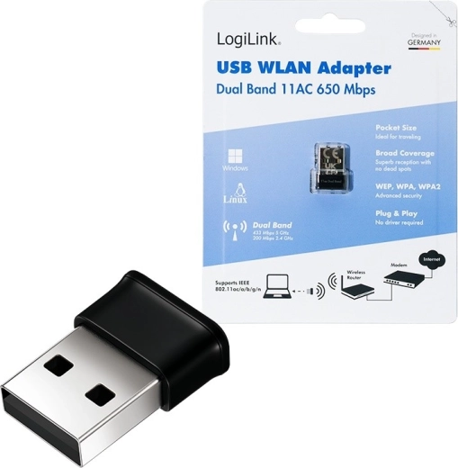 Vezeték nélküli USB WLAN adapter AC, 650 Mb/s