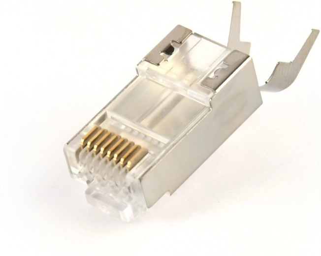 Árnyékolt átmenő RJ45 csatlakozók CAT7, 15 µm aranyozással, 50 db csomag