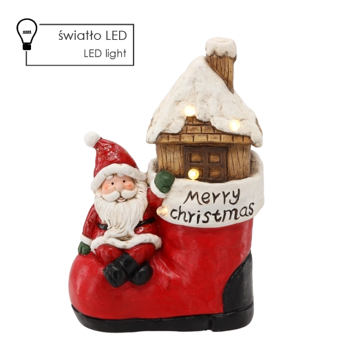 Karácsonyi „Merry Christmas” Santa figura LED világítással, 42 cm