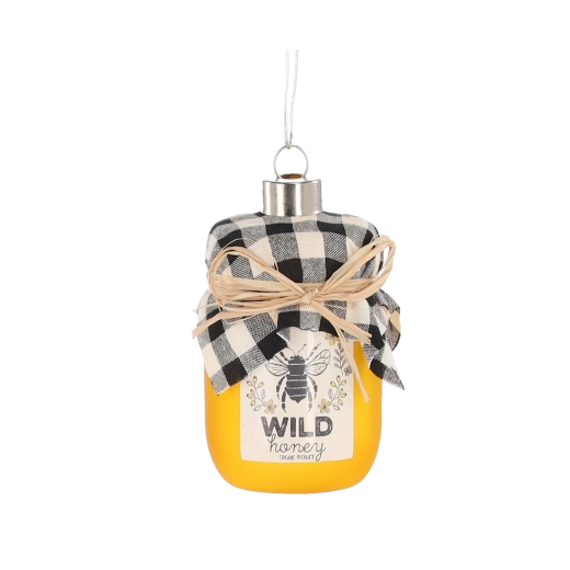 Üveg karácsonyfadísz mézesüveg formában