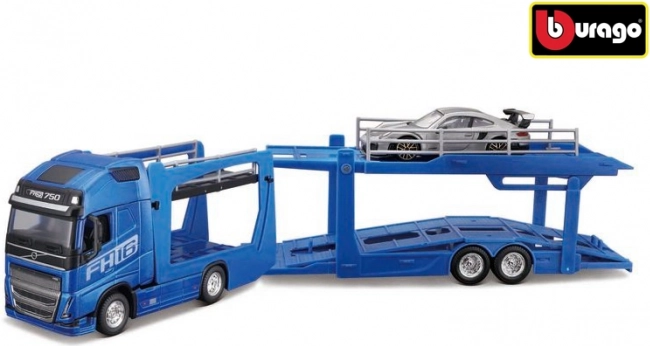 Bburago Street Fire kamion pótkocsival Volvo FH16 és Porsche 911 GT2 RS 1:43