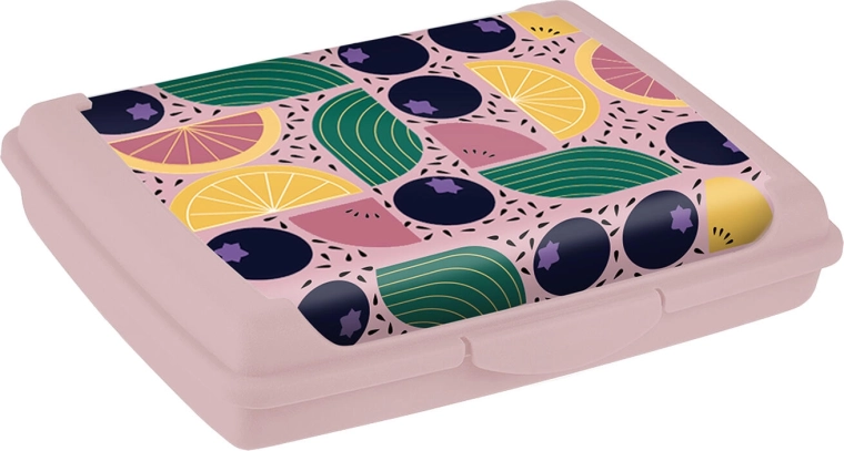 Uzsonnás doboz klipszes zárással 17 × 13 × 3,5 cm (vegyes színek és minták)