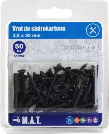 Gipszkartoncsavar 3,5 × 35 mm finom menettel, foszfátbevonattal (50 db)