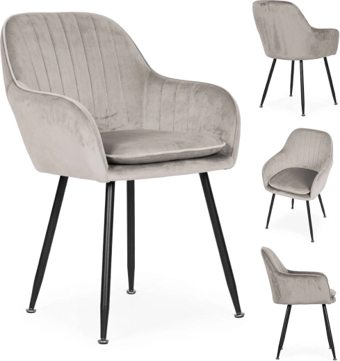 Kárpitozott, bársonyos étkezőszék ModernHome, világosszürke