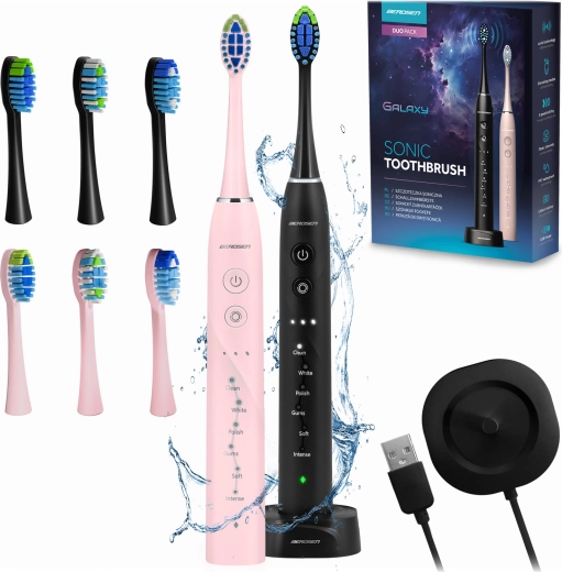 Sonic elektromos fogkefék BERDSEN Galaxy Duo – 2 darabos készlet