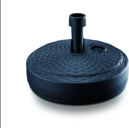 Antracitszürke napernyőtalp 39 cm, rattan hatású, 10 l-ig tölthető