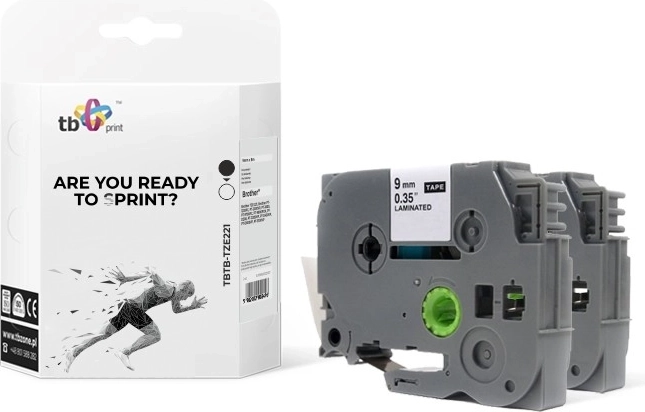 Szalag Brother címkézőhöz, fekete nyomtatás fehér alapon, 9 mm x 8 m, 2 db