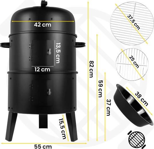 Curron SmokeHouse GM8000 kerti grill füstölővel és hőmérővel