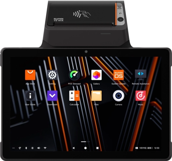 Mobil terminál Sunmi V3 Mix, Android 13, 4/32GB, 2+0.3 MP kamera, 4G, ujjlenyomat-olvasó, nyomtató 80 mm