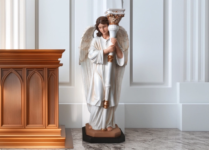 Angyalfigura gyertyatartóval betlehemhez 80 cm - 1 db