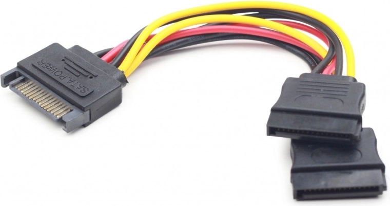 SATA tápkábel 2× SATA csatlakozóval, 15 cm