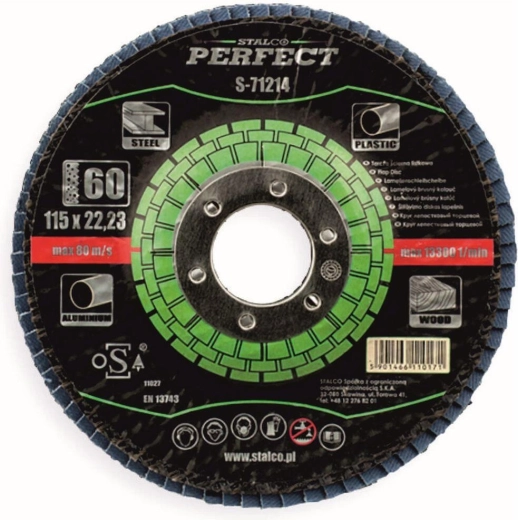 Stalco korund lamellás csiszolókorong 125 × 22,23 mm, 60-as szemcseméret