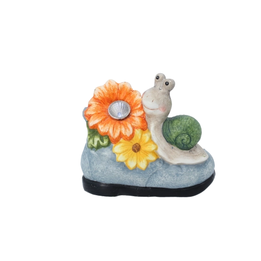 Kerti dekoráció csiga virággal és LED fénnyel