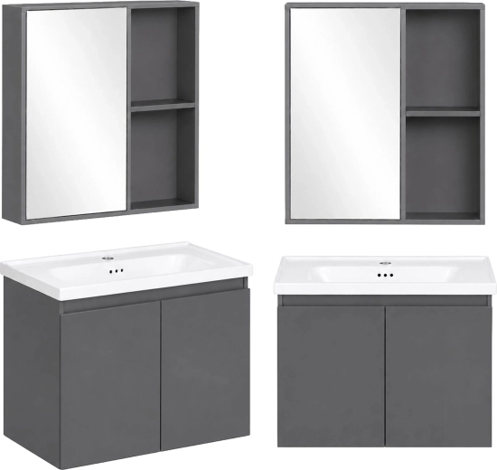 ModernHome modern falra szerelhető fürdőszobaszekrény mosdóval és tükrös szekrénnyel