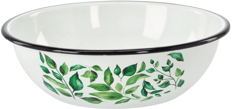 Zománcozott tál 2,5 l gumifikusz mintával, fehér, 24,5 cm