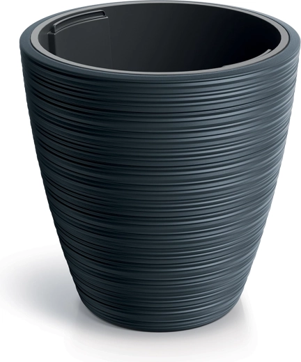 VENA round kerek virágcserép kivehető betéttel, antracit 34,9 cm