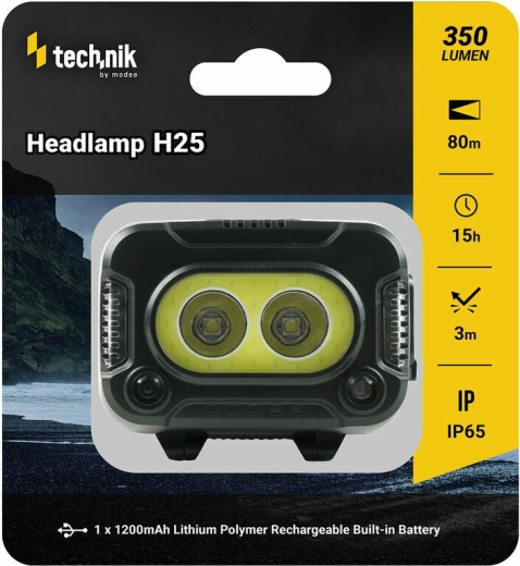 Technik MT-H25 gumírozott fejlámpa, CREE XPG-2 és COB LED, USB‑C, piros fény és sztroboszkóp