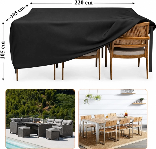 Vízálló védőhuzat kerti bútorhoz és catering asztalhoz 220 × 105 × 105 cm