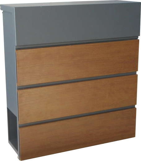 Fa dekoros, antracitszürke postaláda, 370 × 410 × 130 mm