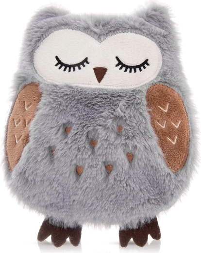 Búzával és levendulával töltött termosz plüss bagolyban 21 × 17 cm