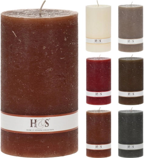 Rusztikus oszlopgyertya 9 × 15 cm – vegyes színek