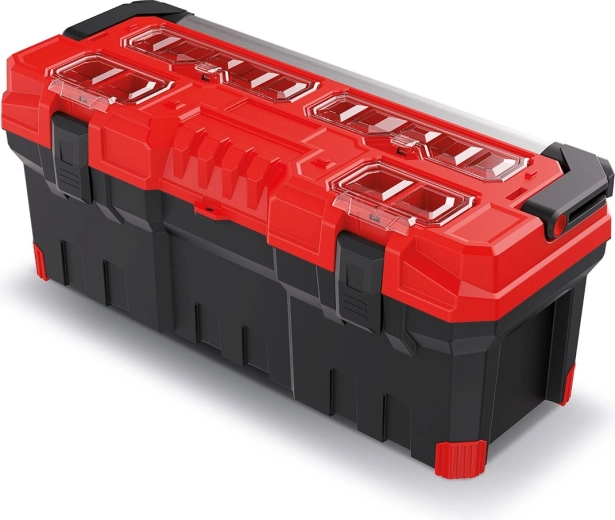 Műanyag szerszámoskoffer fém fogantyúval TITAN PLUS 752 × 300 × 304 mm – piros