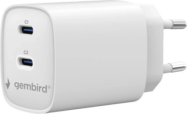 Gembird univerzális hálózati töltő 2× USB‑C PD 45 W fehér
