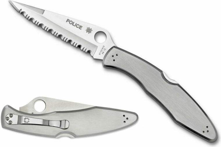 Spyderco Police fogazott zsebkés, teljes acél 10,7 cm