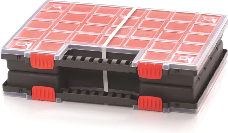 NORB DUO műanyag rendszerező, 2 leválasztható kofferral és 21 dobozzal