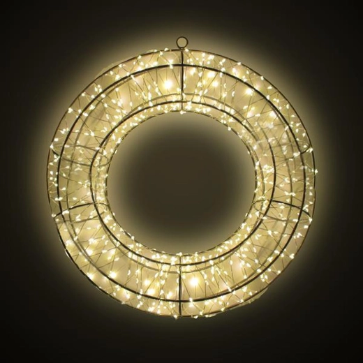 Dekoratív 3D LED fémkoszorú 36 × 7 × 36 cm