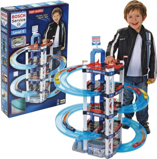 XXL garázs parkolóház BOSCH Service 5 szint 85 cm Klein-től + 2 kisautó