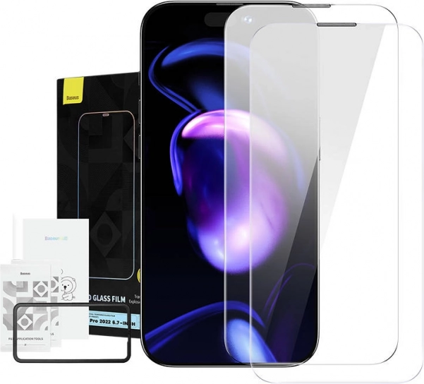 Baseus Crystal porálló edzett üveg 0,3 mm iPhone 14/13/13 Pro készülékhez – Kéttalálatú csomag