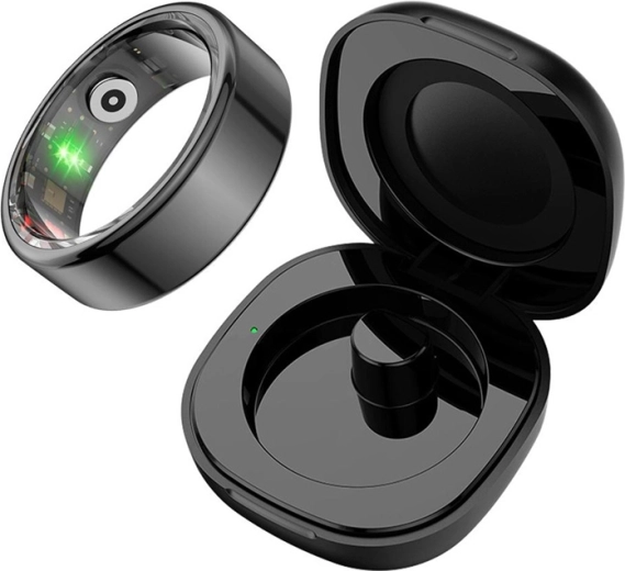 Colmi R02 okosgyűrű, 11-es méret (20,3 mm), fekete, töltőtokkal