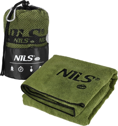 Frottír, gyorsan száradó NILS Camp kaki törölköző 120 × 60 cm
