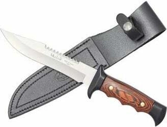 Muela vadászkés 15,5 cm, fekete, Pakka fa, bőrtok