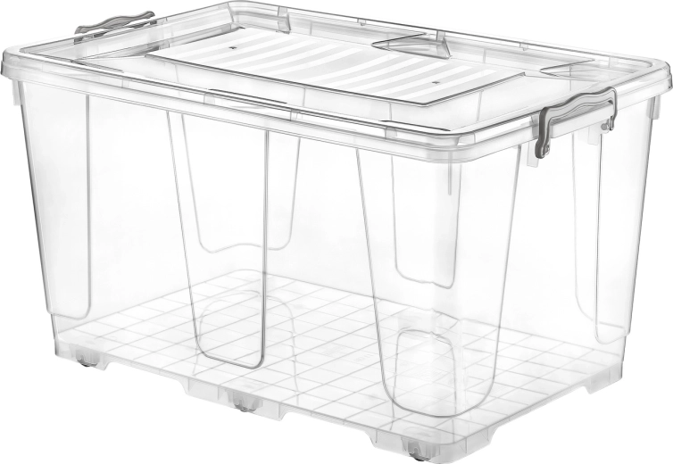 Gurulós tárolódoboz 80 l átlátszó